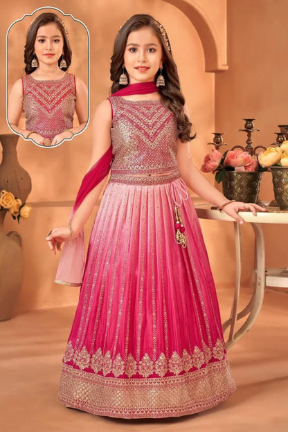 Soft Chinon Silk Kids Lehenga