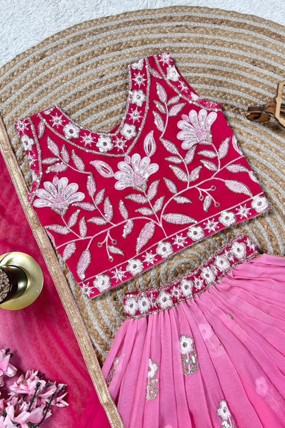 Pink Embroidered Kids Choli