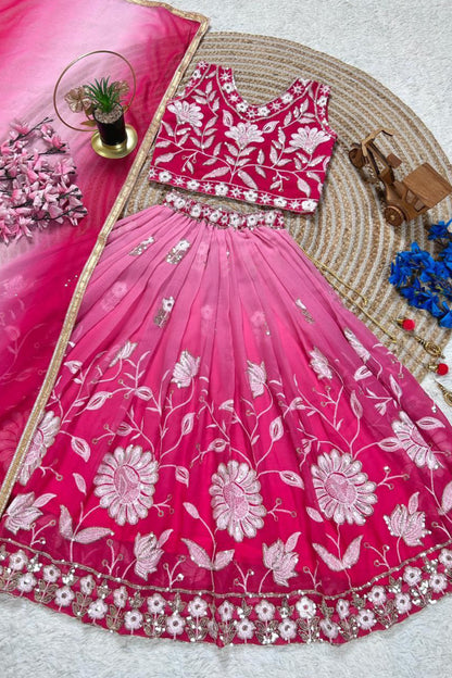 Pink Embroidered Kids Choli