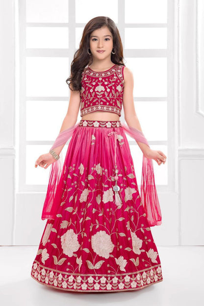 Pink Embroidered Kids Choli
