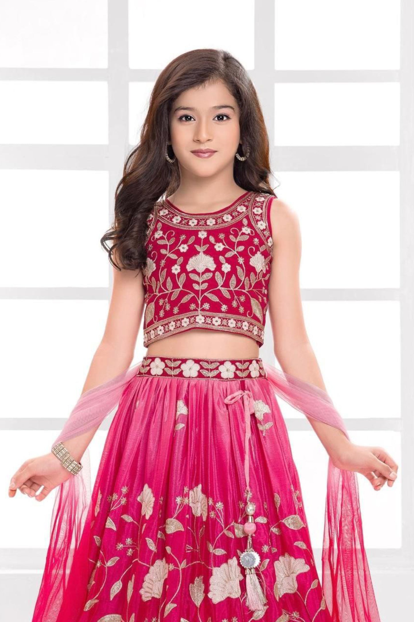 Pink Embroidered Kids Choli