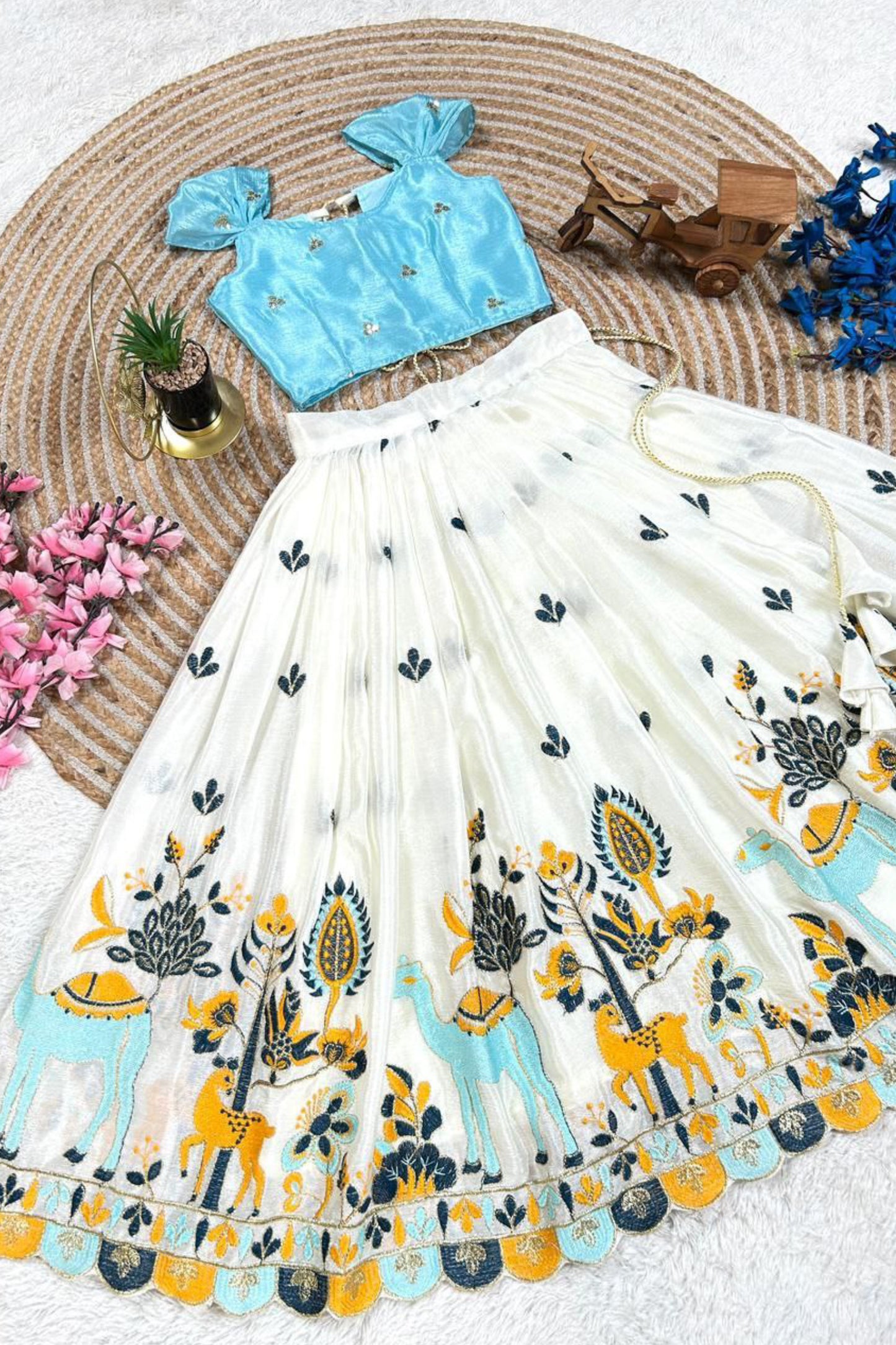 Cotton Silk Sky Blue Choli