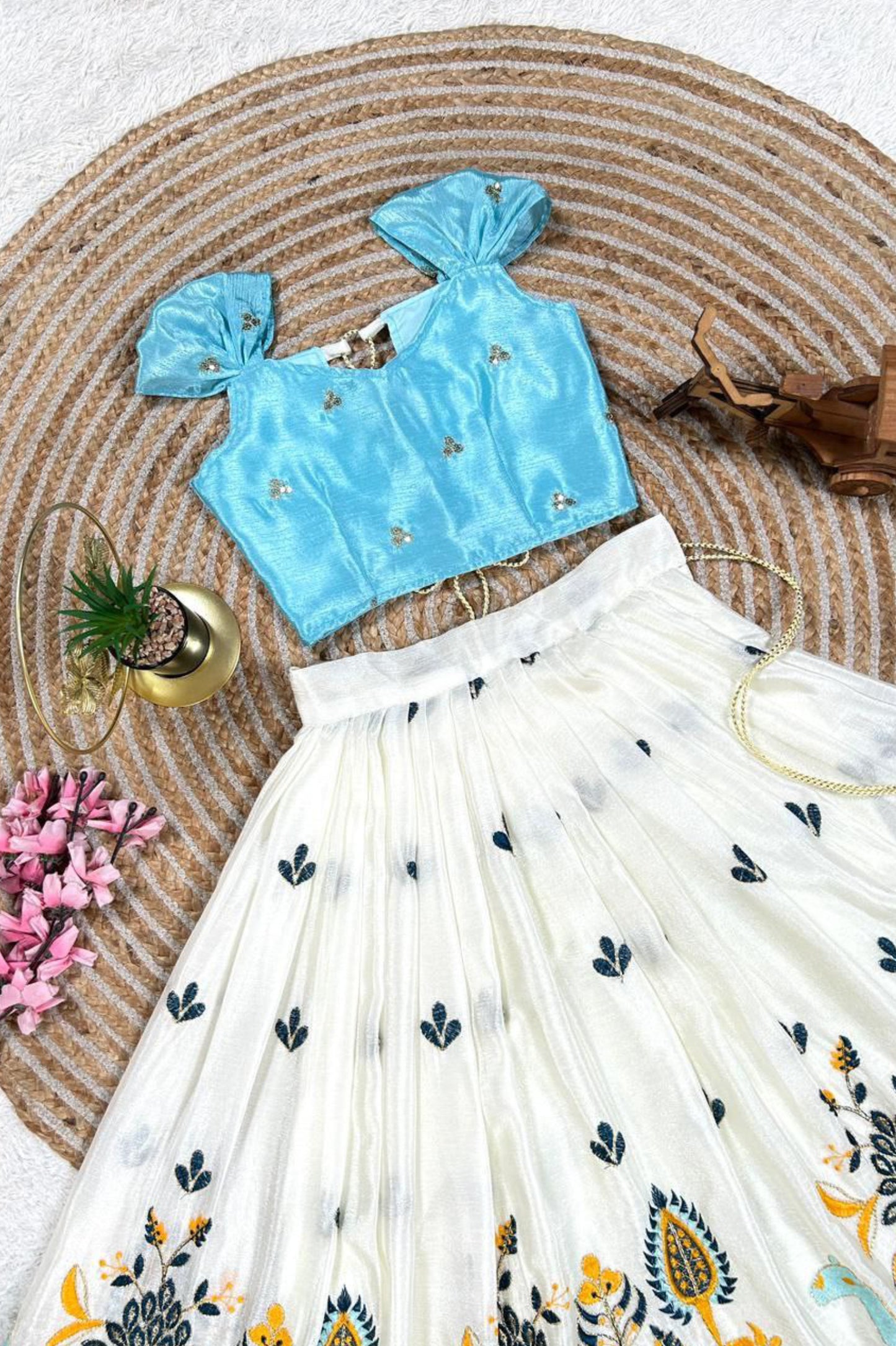 Cotton Silk Sky Blue Choli
