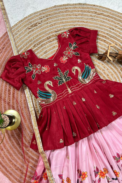 KEDIYA STYLE MAROON LAHENGA SET