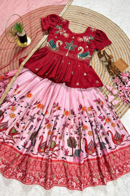 KEDIYA STYLE MAROON LAHENGA SET