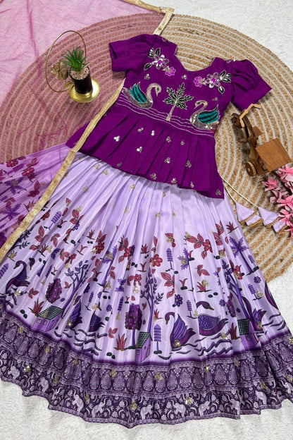 KEDIYA STYLE PURPLE LAHENGA SET