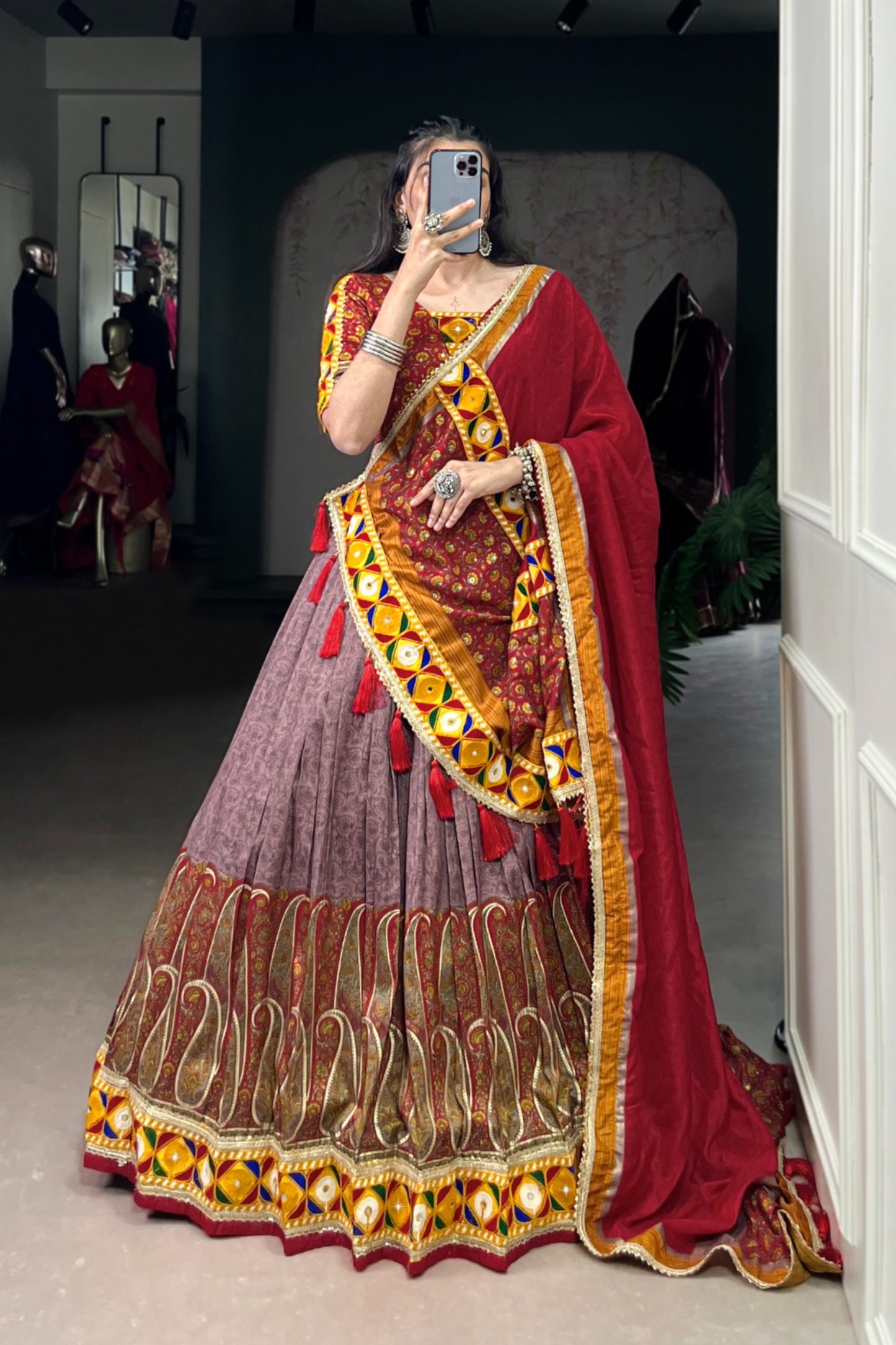 Tasar Silk Navratri Lehenga Choli