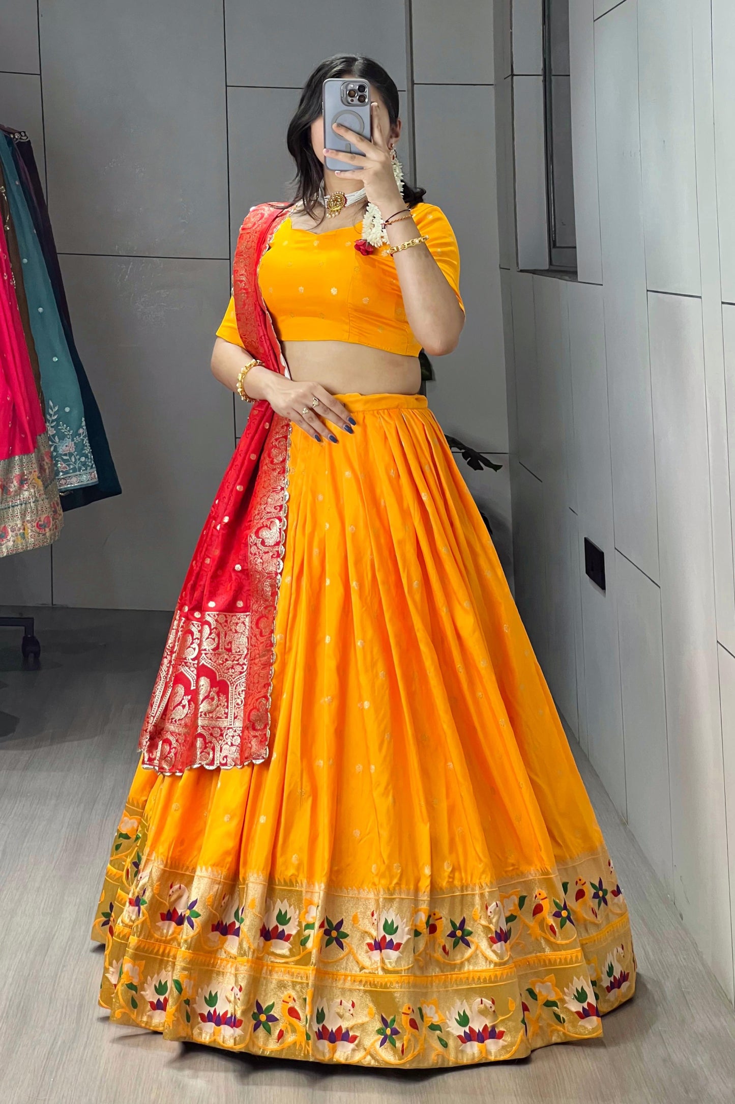 Golden Paithani Silk Lehenga Choli