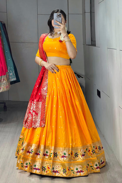 Golden Paithani Silk Lehenga Choli