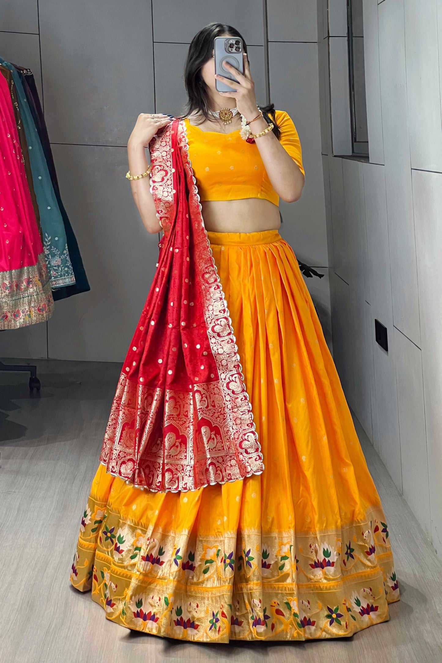 Golden Paithani Silk Lehenga Choli