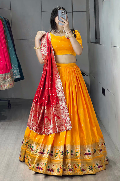 Golden Paithani Silk Lehenga Choli