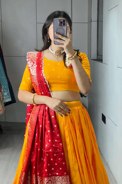 Golden Paithani Silk Lehenga Choli