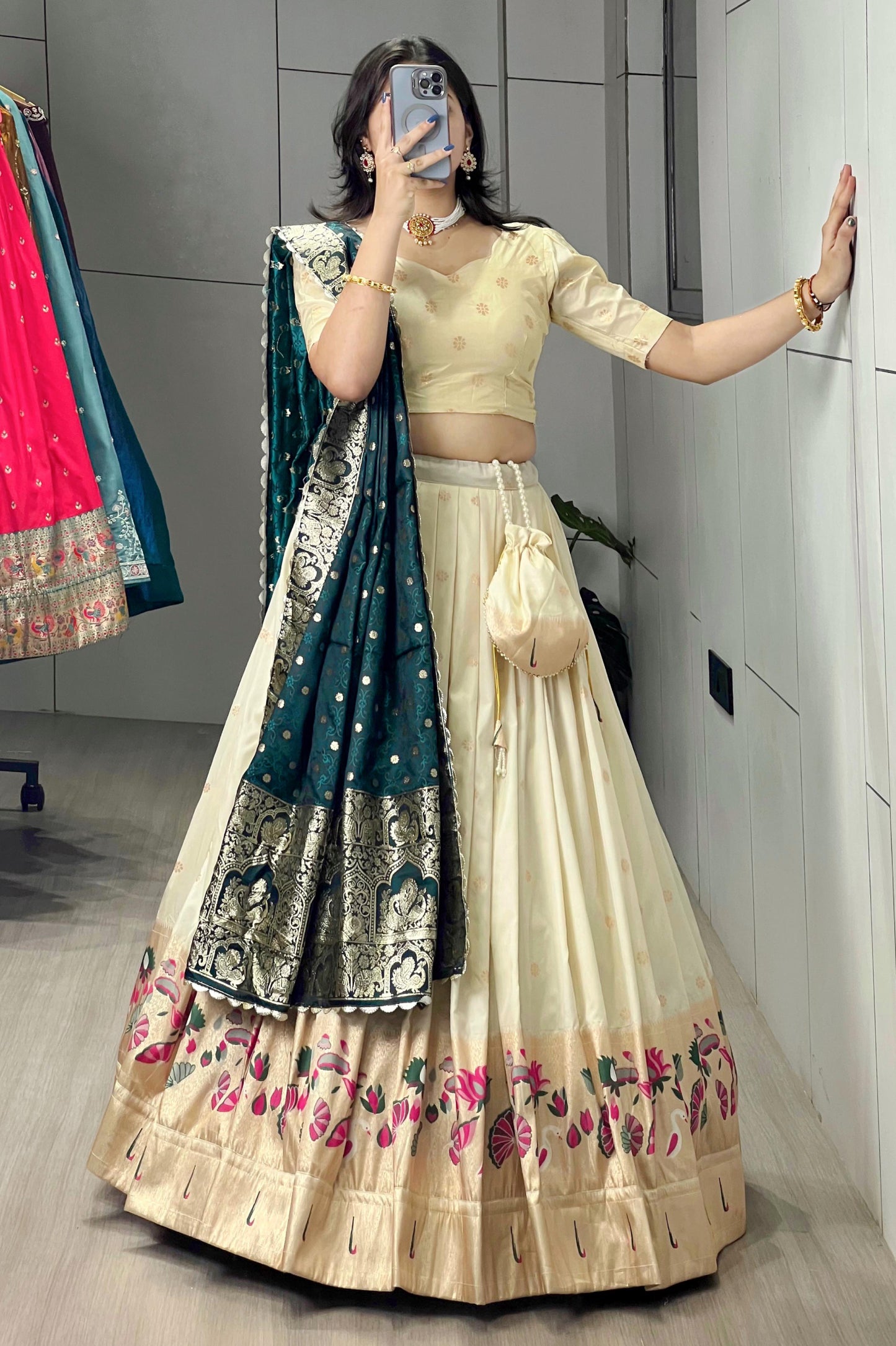 Paithani Lehenga Choli With Batwa