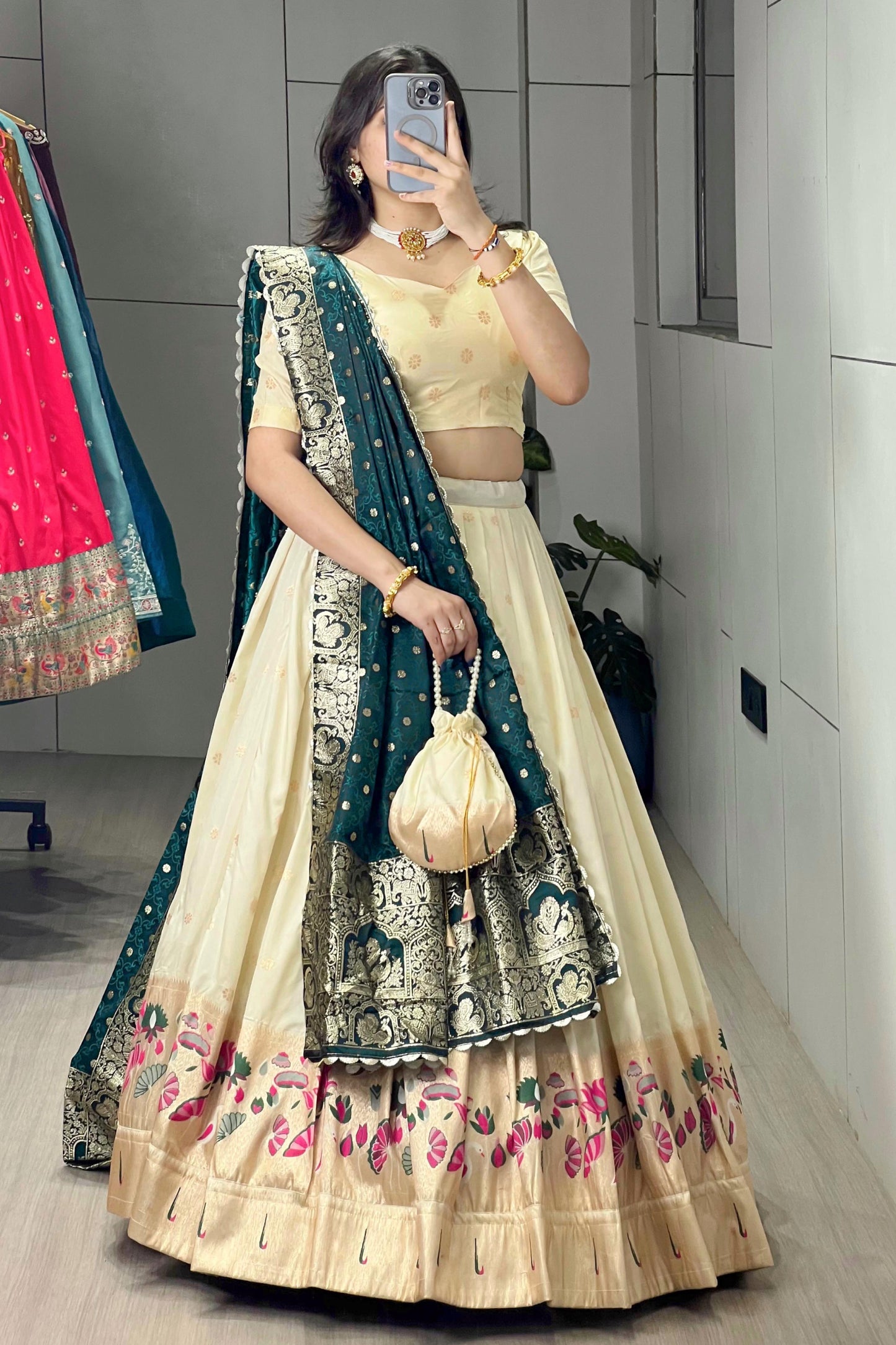 Paithani Lehenga Choli With Batwa