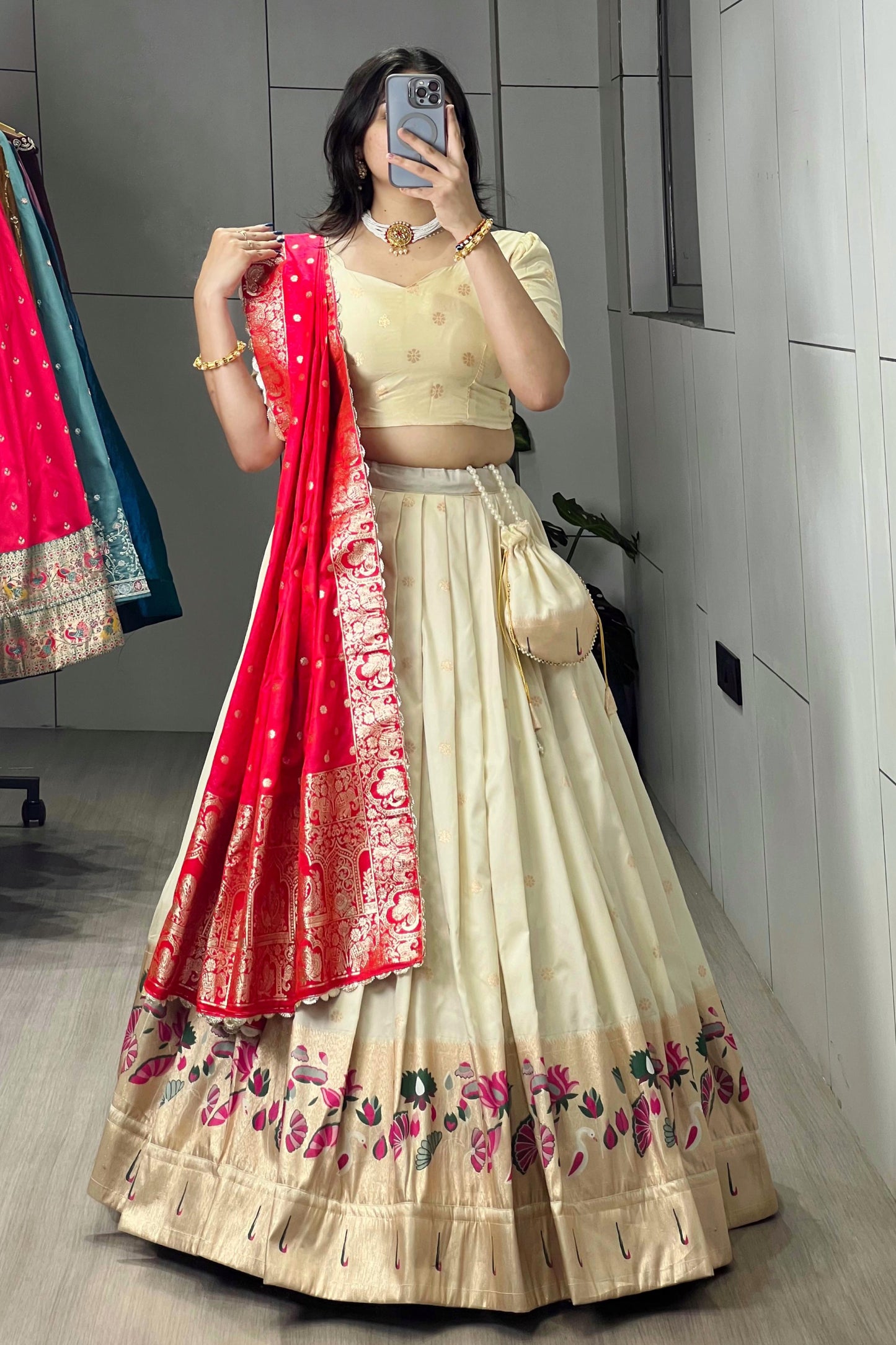 Paithani Lehenga Choli With Batwa