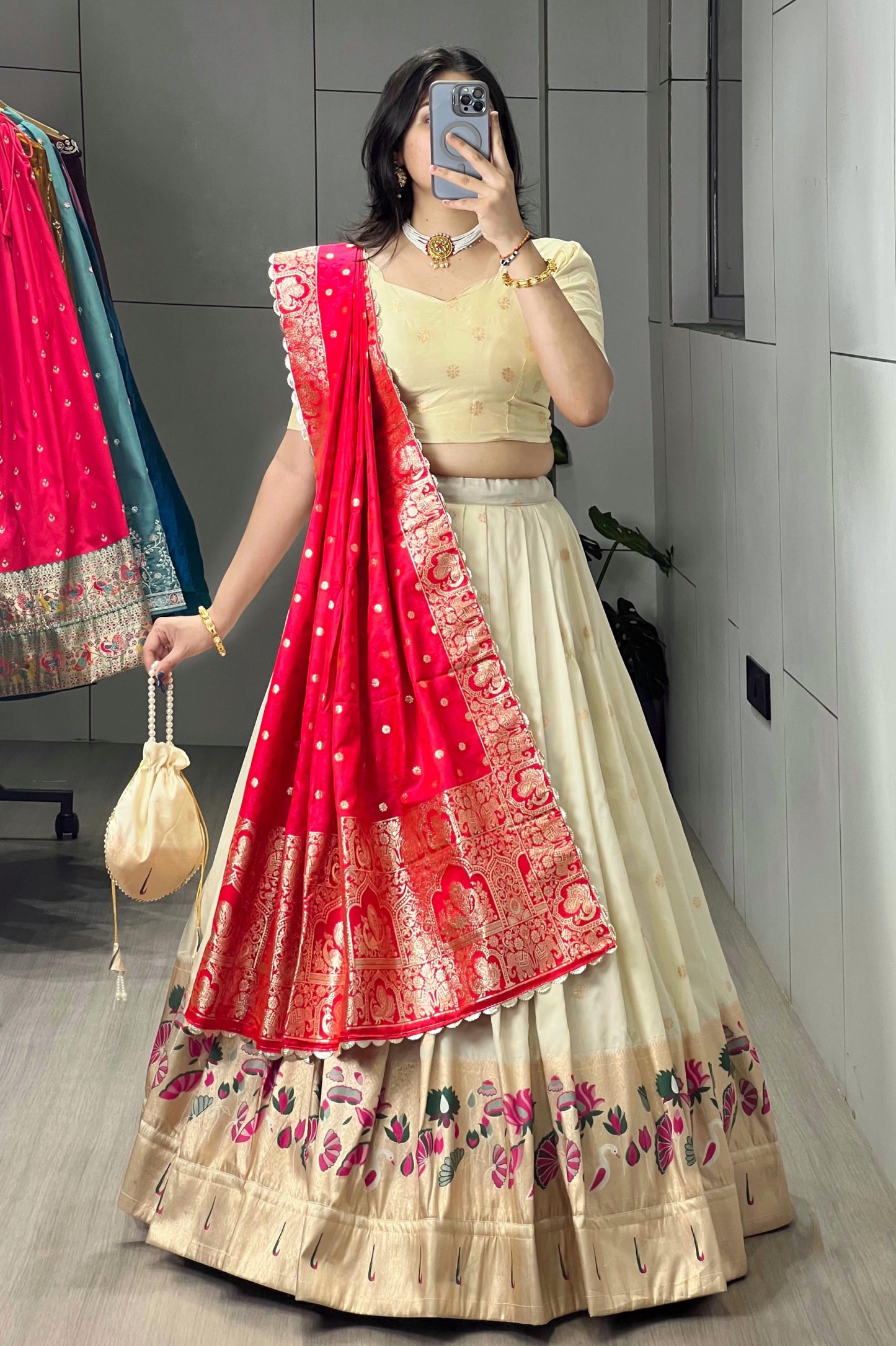 Paithani Lehenga Choli With Batwa