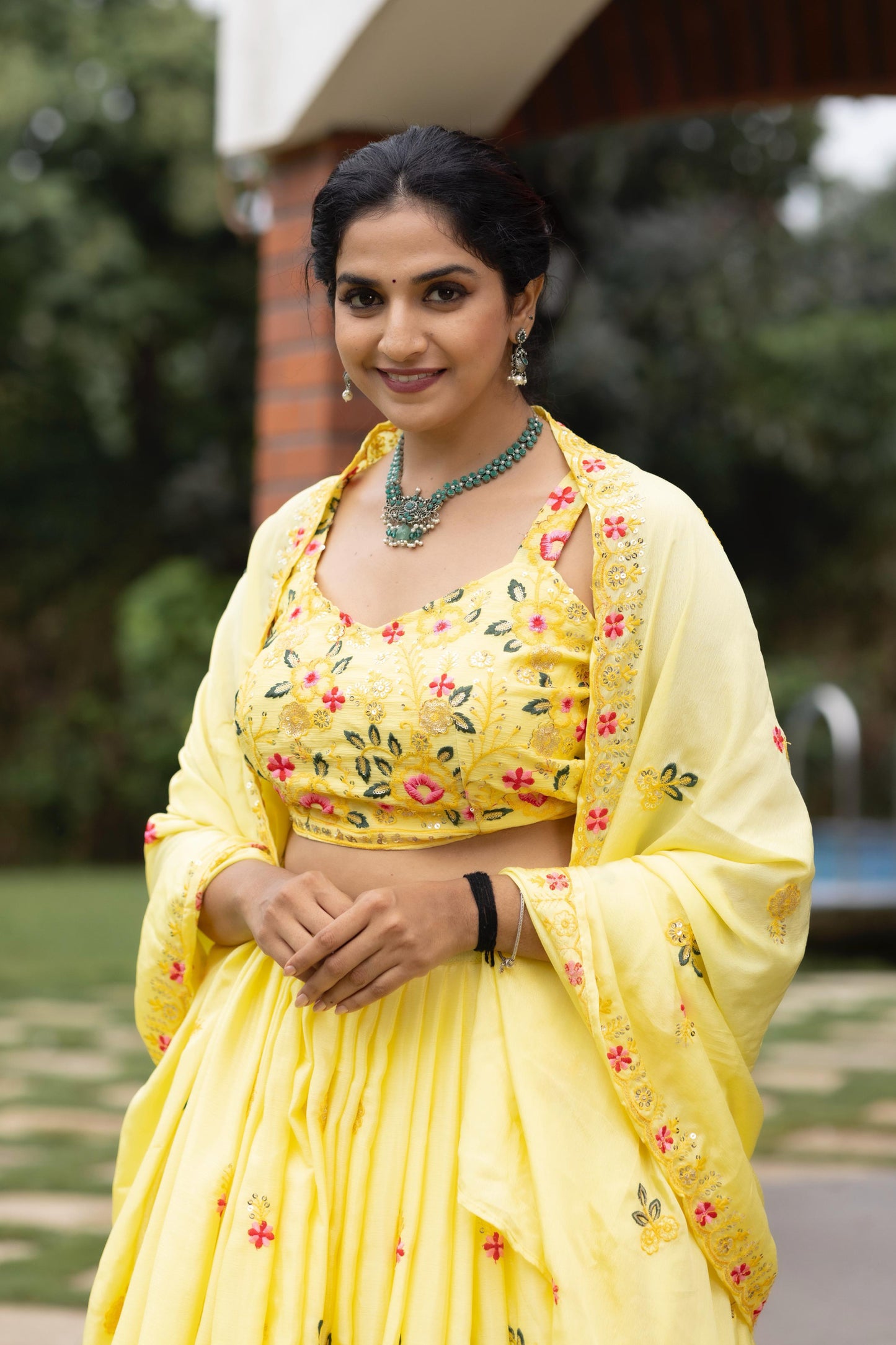 Classical Yellow Embroidery Lehenga