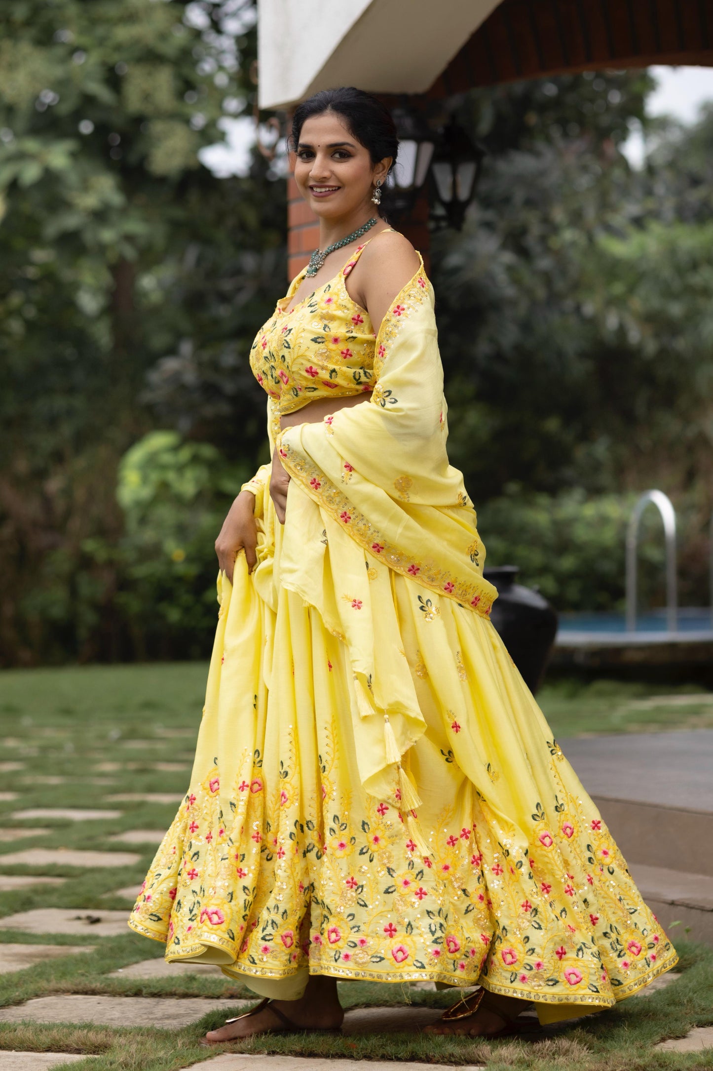 Classical Yellow Embroidery Lehenga