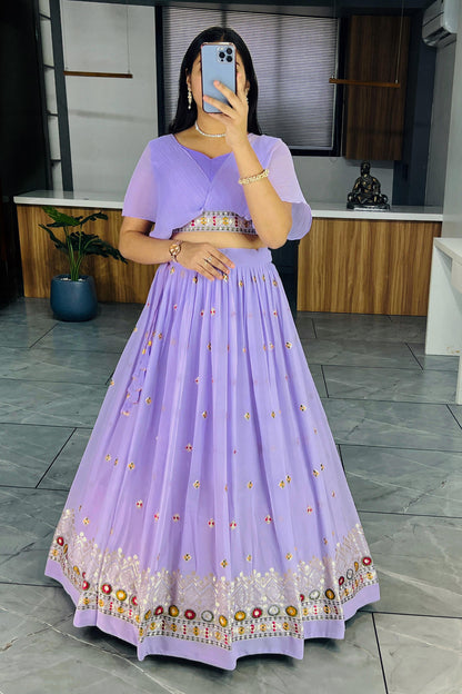 Georgette Crop Top with Lehenga