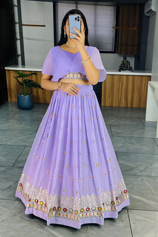 Georgette Crop Top with Lehenga