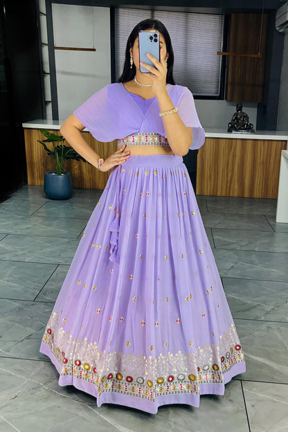 Georgette Crop Top with Lehenga