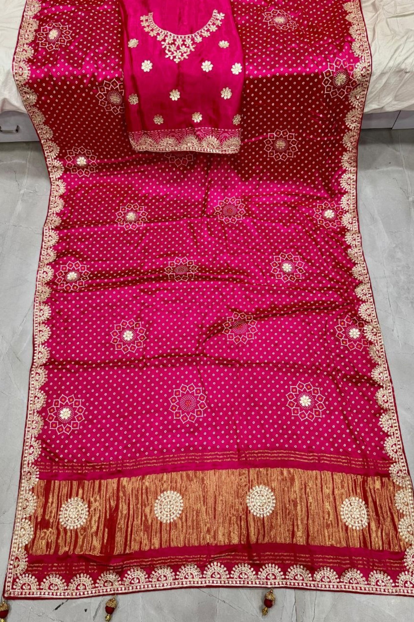 Gaji Silk Bandhani Saree