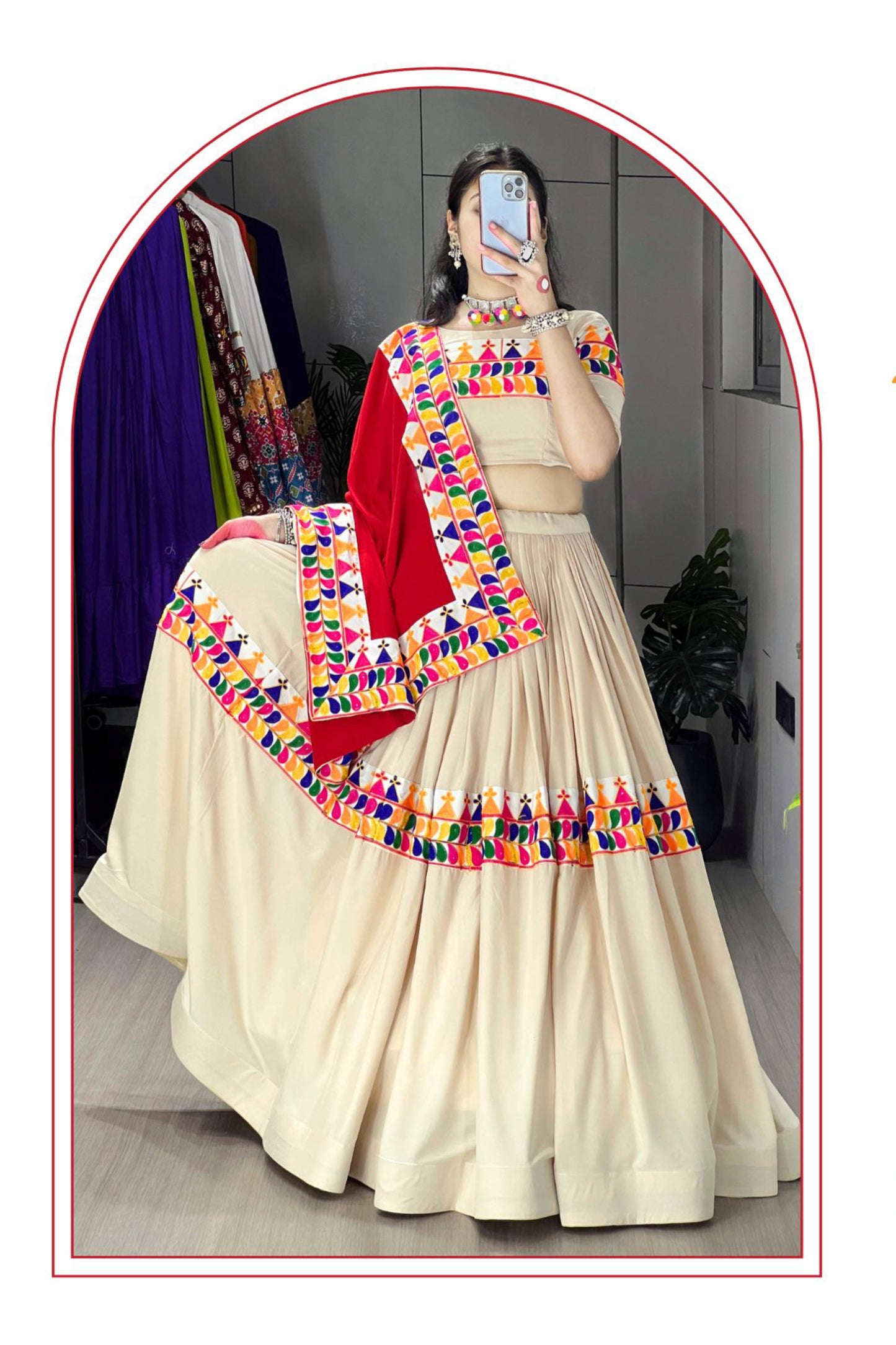 Exotic Vanilla Toned Chaniya Choli | Navratri Gamthi