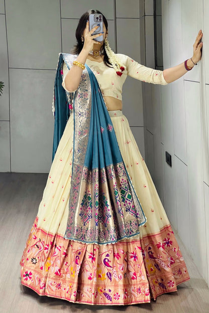Paithani Silk Lehenga Choli With South India Style