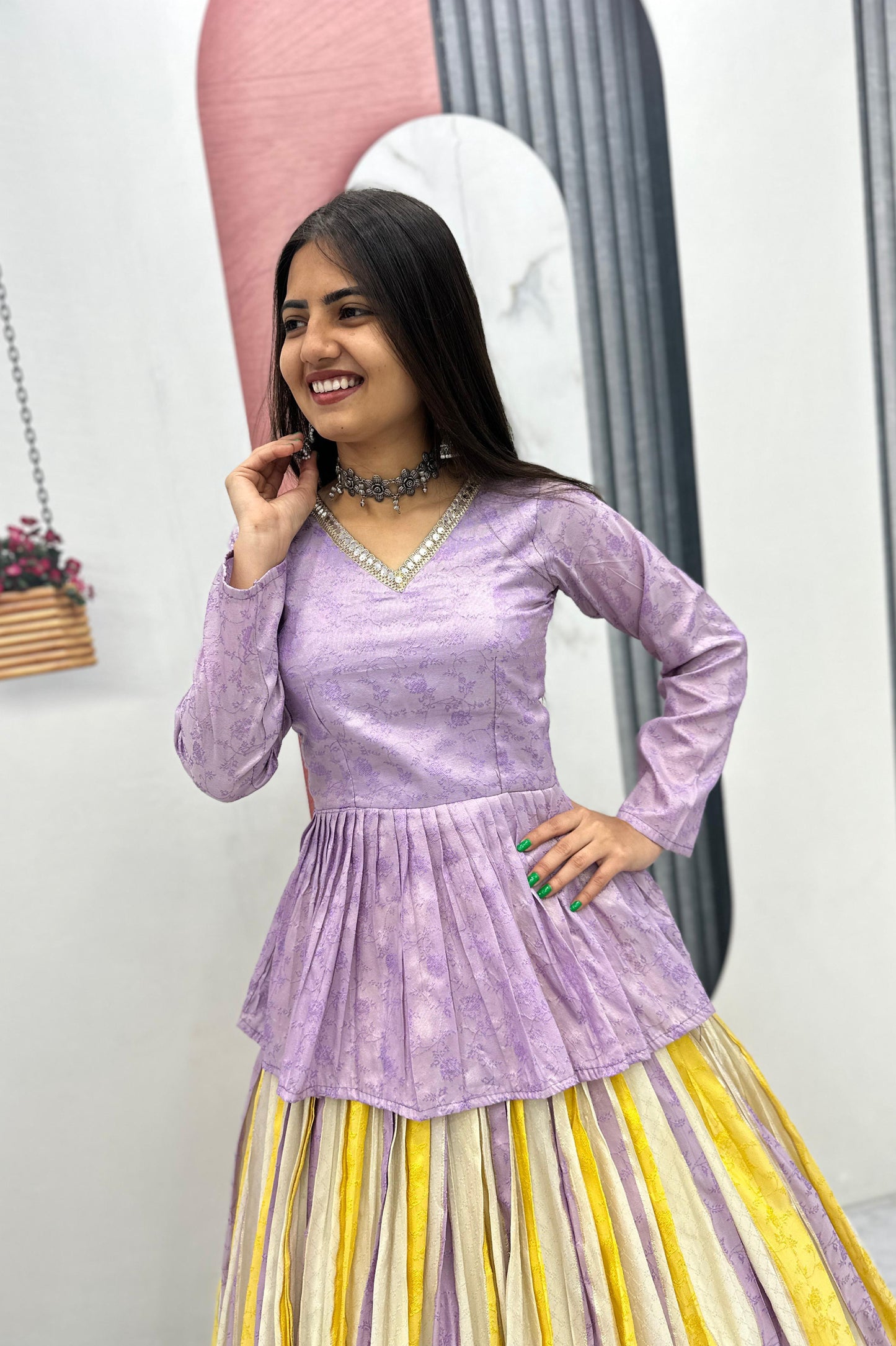 Jacquard Silk Kediya Style Outfit