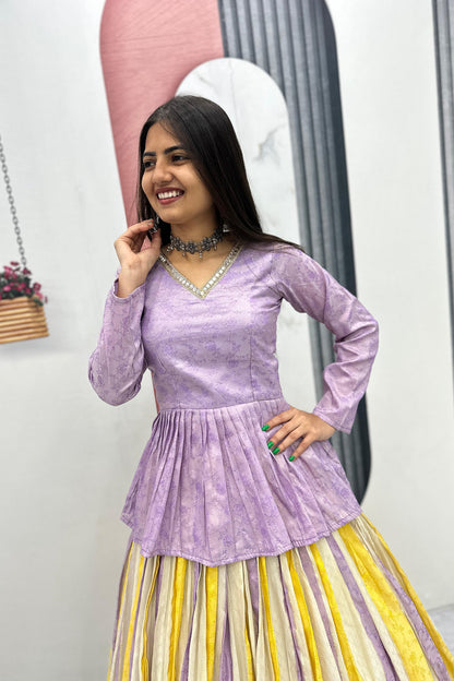 Jacquard Silk Kediya Style Outfit