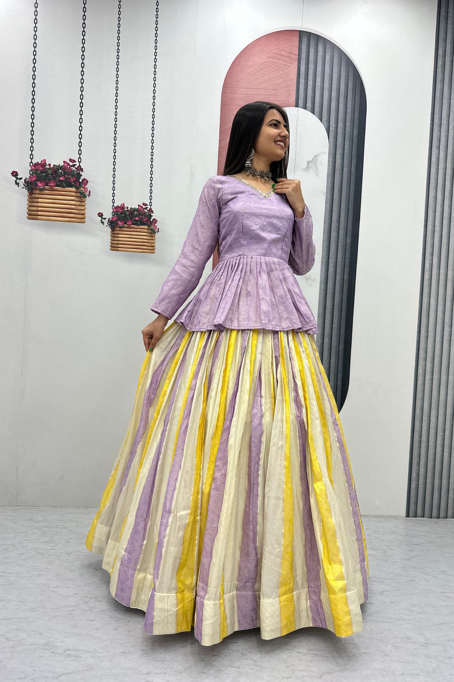 Jacquard Silk Kediya Style Outfit