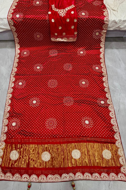 Gaji Silk Bandhani Saree