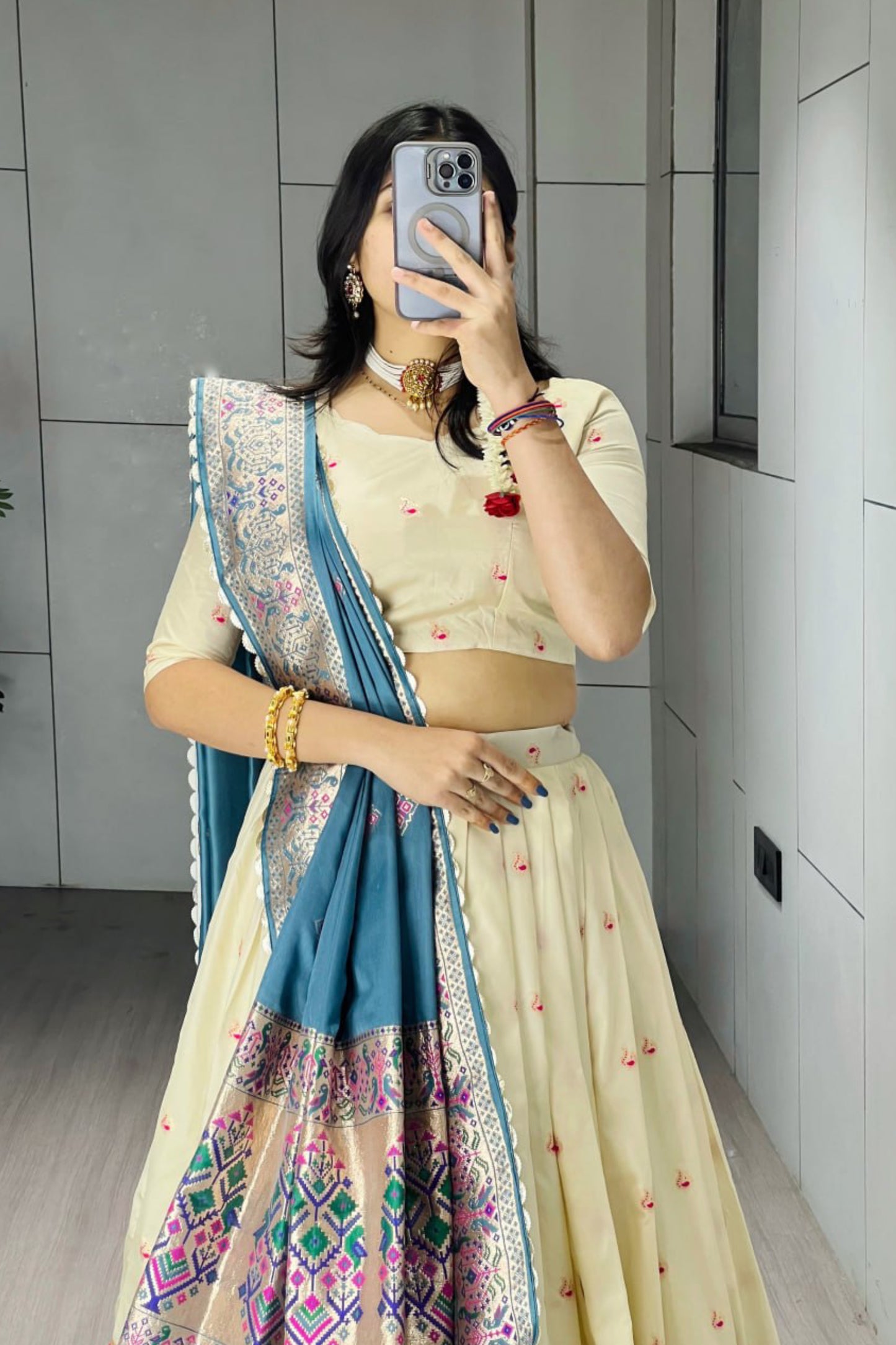 Paithani Silk Lehenga Choli With South India Style