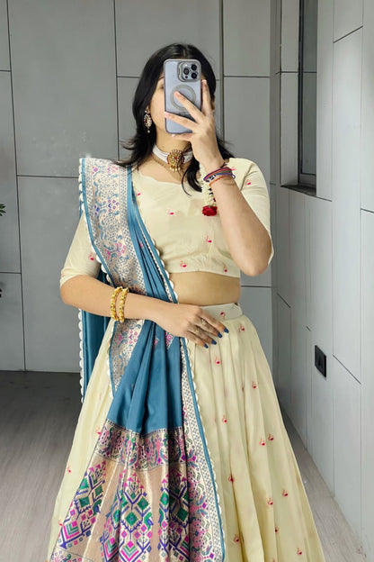 Paithani Silk Lehenga Choli With South India Style