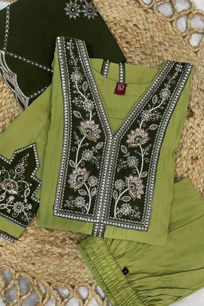 Anarkali Kurti With Plazzo Dupatta Set