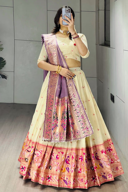 Paithani Silk Lehenga Choli With South India Style