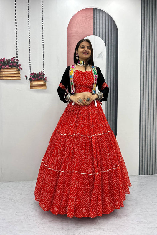 Navratri Special Bandhej Three piece