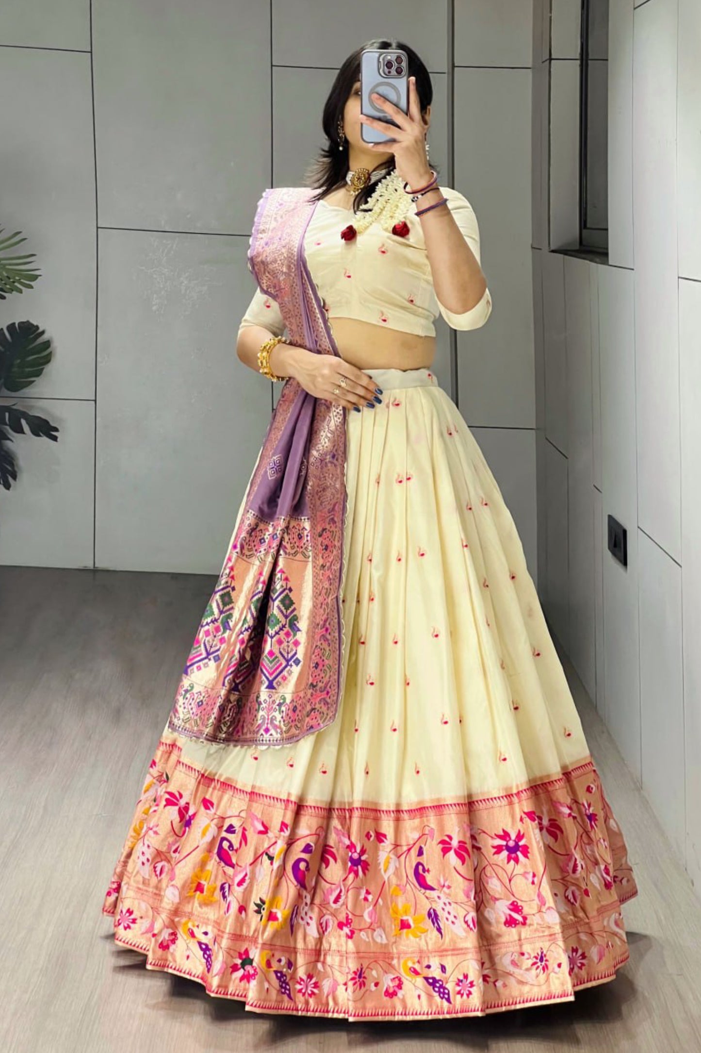 Paithani Silk Lehenga Choli With South India Style