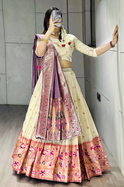 Paithani Silk Lehenga Choli With South India Style