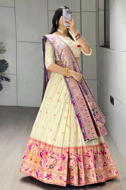 Paithani Silk Lehenga Choli With South India Style