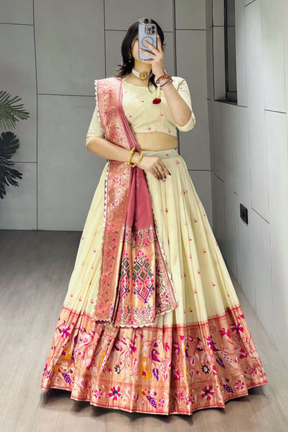 Paithani Silk Lehenga Choli With South India Style