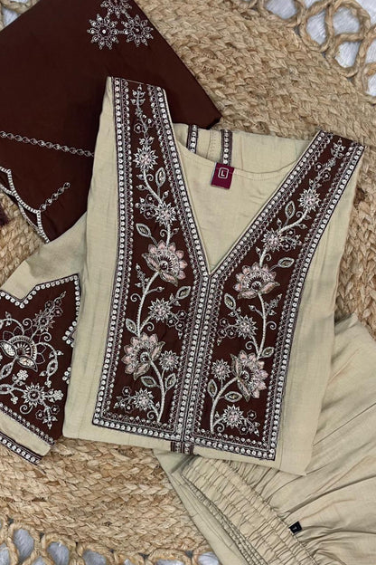 Anarkali Kurti With Plazzo Dupatta Set
