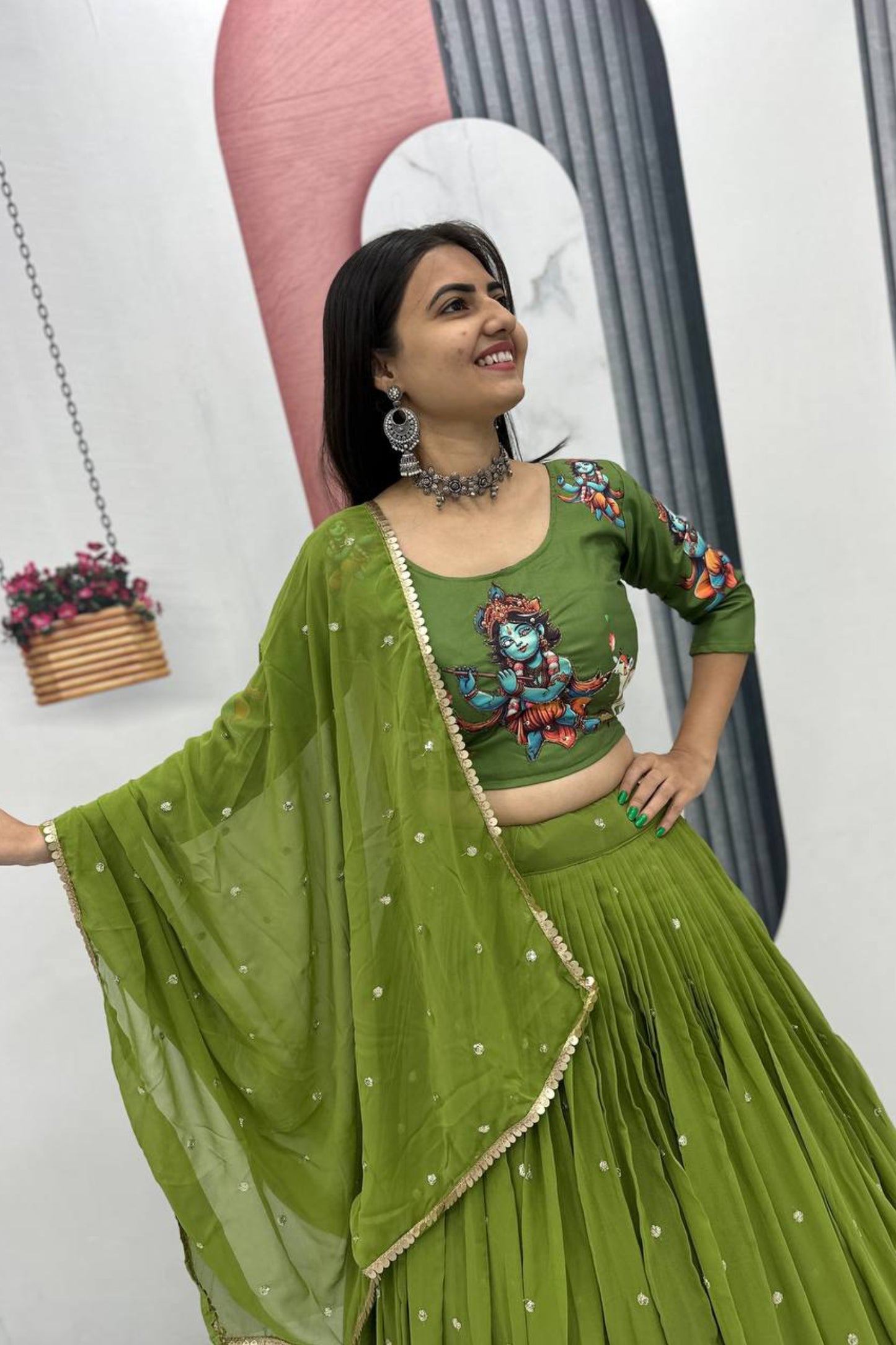 Kalamkari Print with Work Lehenga Choli