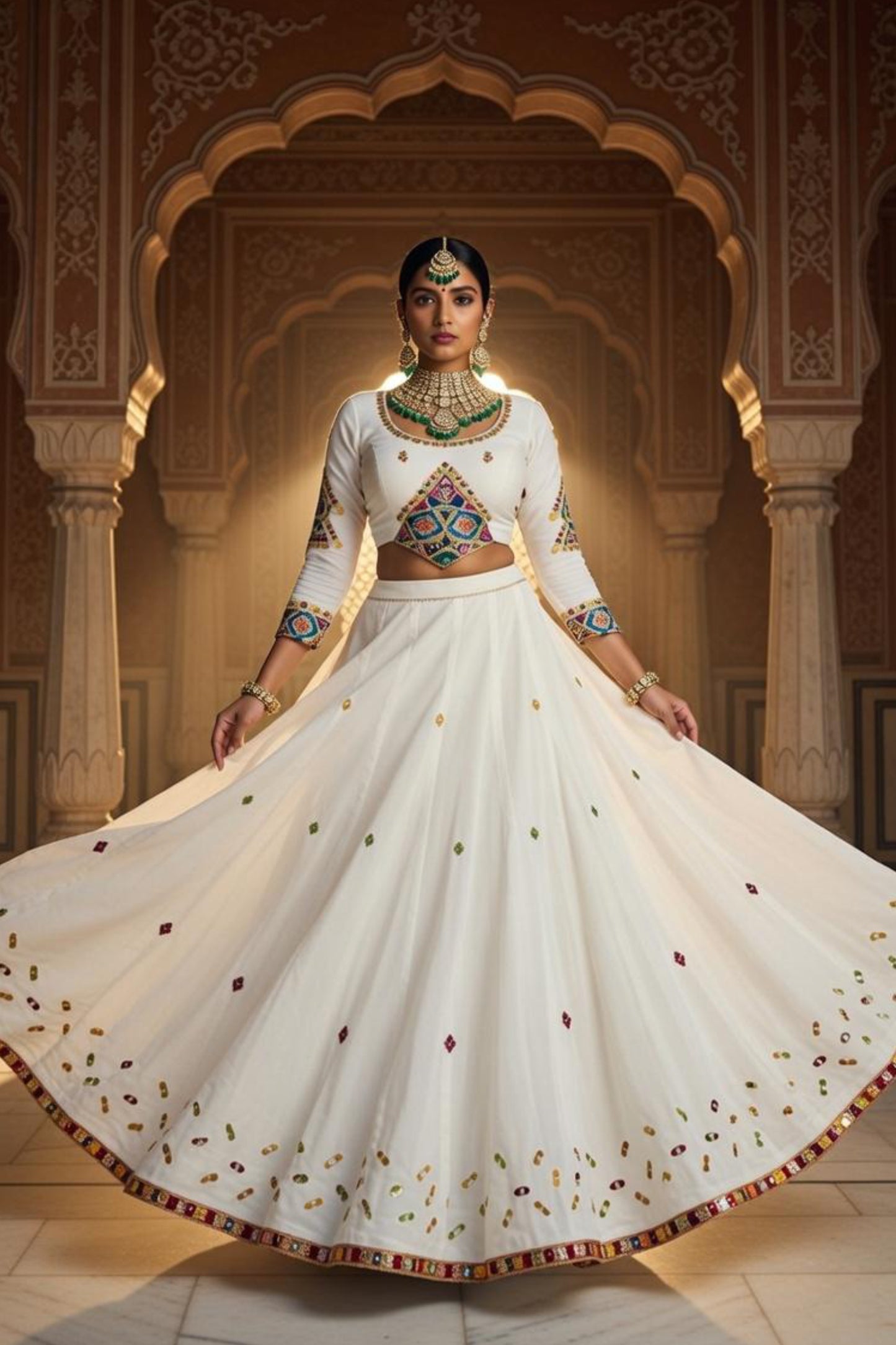 White x Navy Royal Chaniya Choli – Limited Festive Drop | Navratri