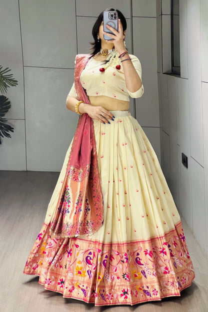 Paithani Silk Lehenga Choli With South India Style