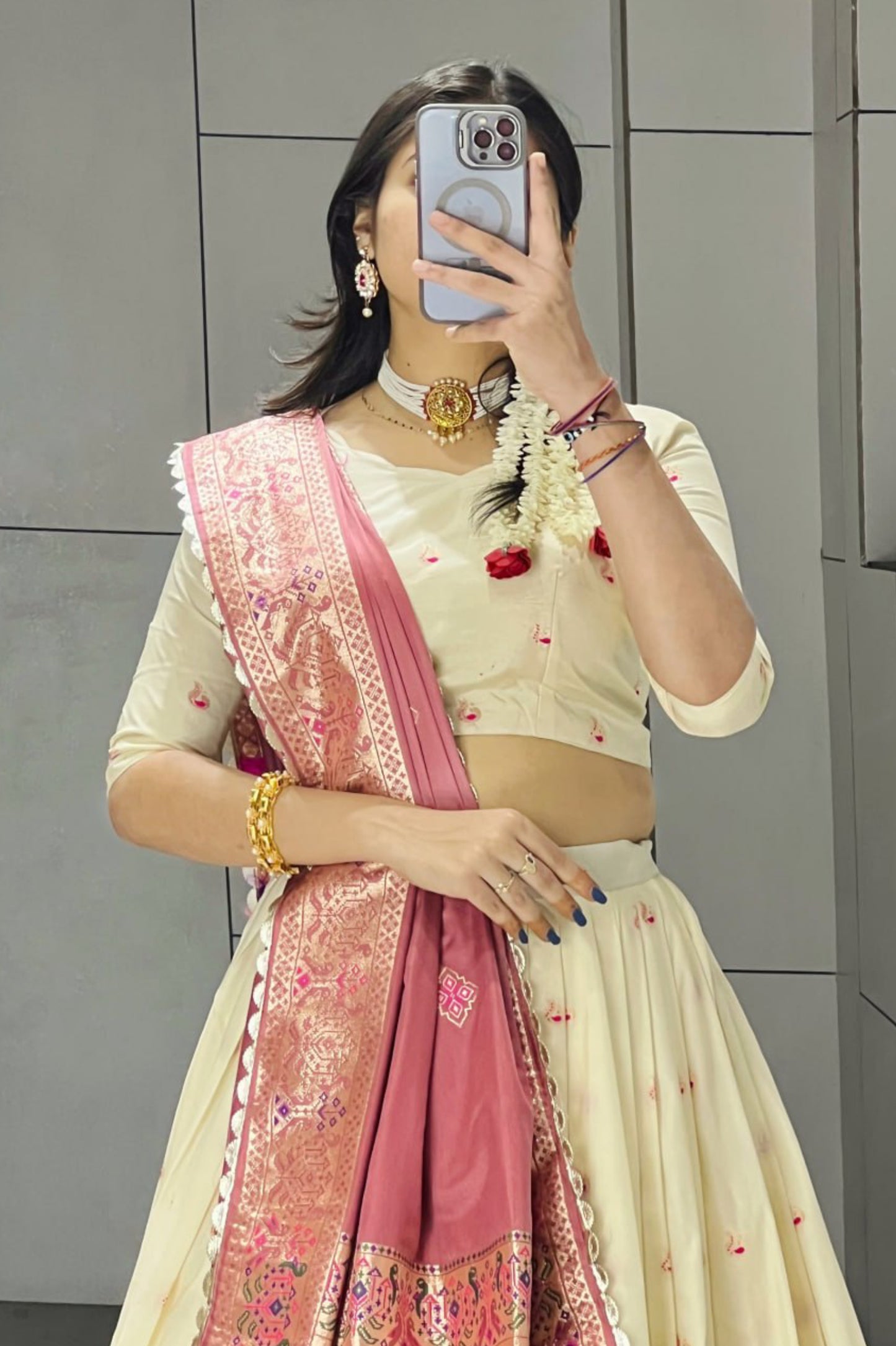 Paithani Silk Lehenga Choli With South India Style
