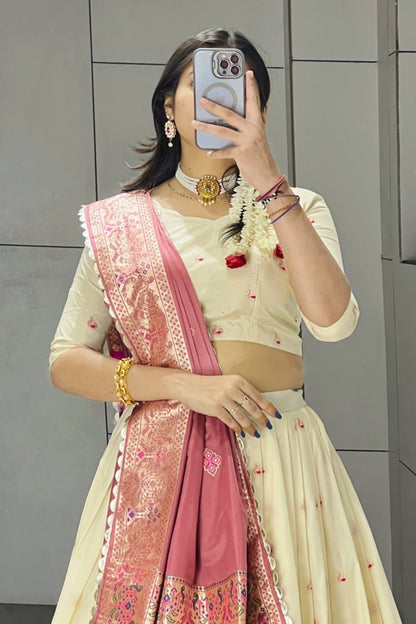 Paithani Silk Lehenga Choli With South India Style