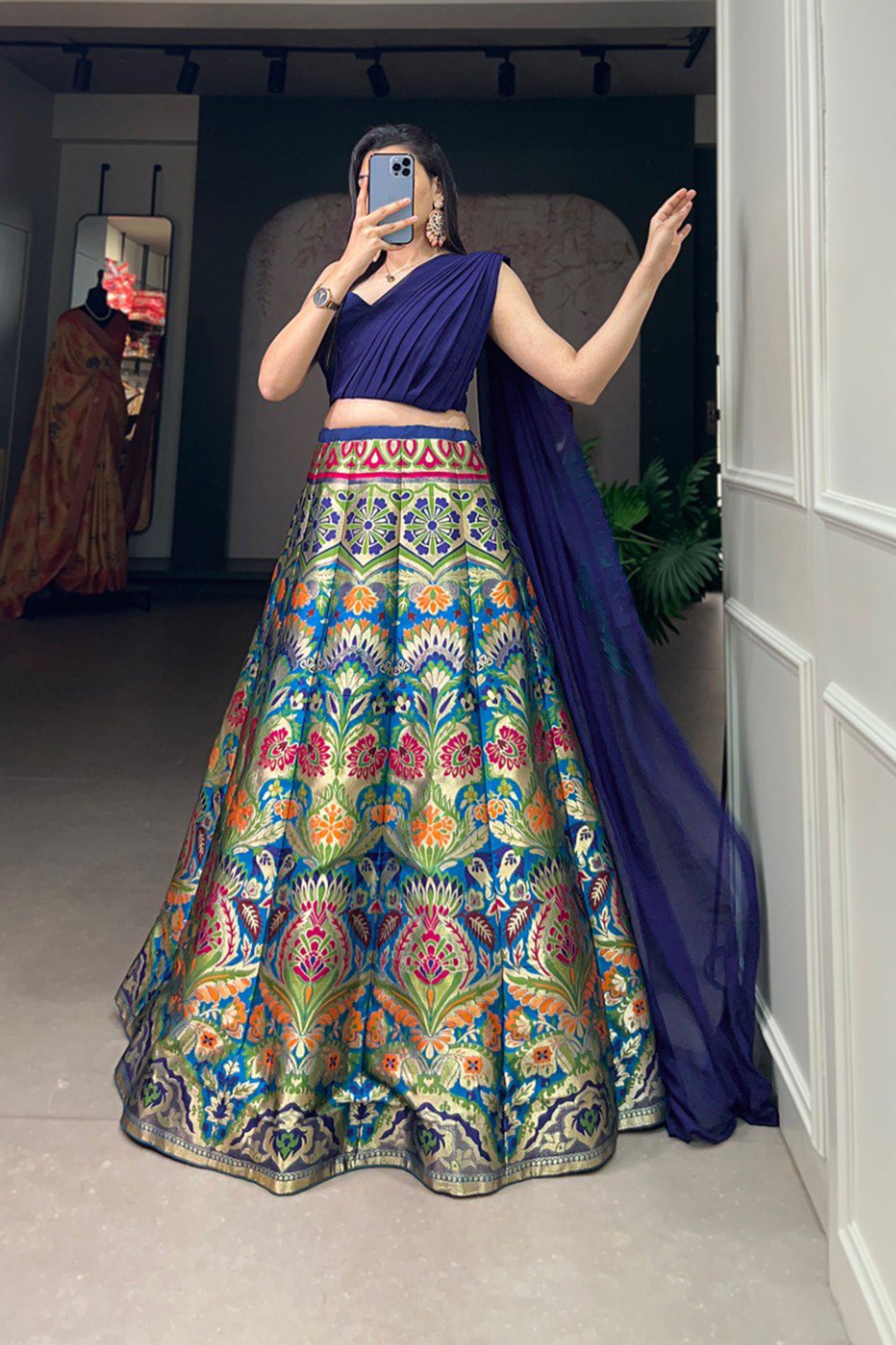 Stylish Blouse with Lehenga