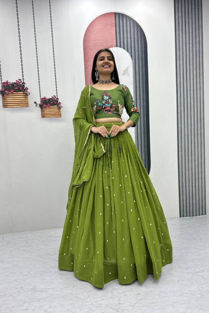 Kalamkari Print with Work Lehenga Choli