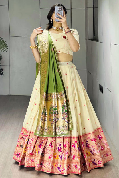 Paithani Silk Lehenga Choli With South India Style